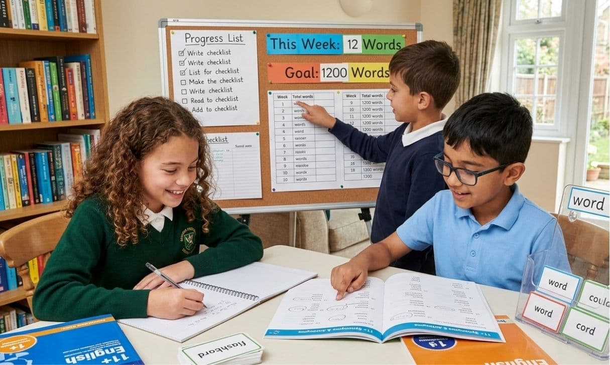 Children learning 11plus vocabulary